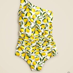 J.Crew One-Shoulder Swimsuit Yellow Size 12 / Ruched Beach Swimwear